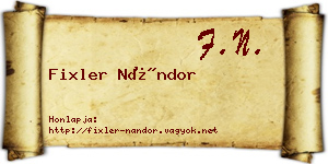 Fixler Nándor névjegykártya